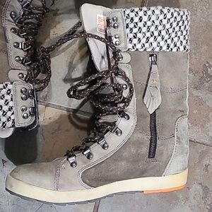 Cushe women's boho chill WP lace up Boots Tweed winter UWP1388 GREY SIZE 9‎